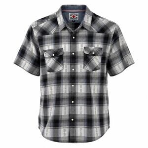 Flag & Anthem XXL 100% Cotton Plaid Pearl Snap Up Short Sleeve Shirt Western